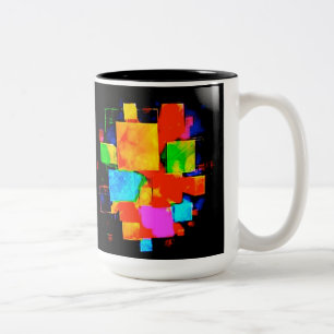Abstrakte Cubes - modifizierte zufällige, farbenf Zweifarbige Tasse