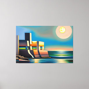 Abstrakte Cubist Seascape Canvas Print Leinwanddruck