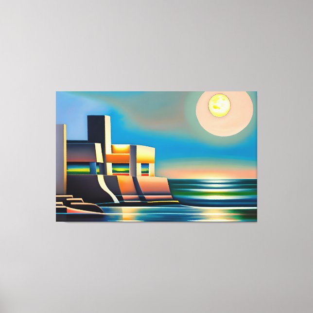 Abstrakte Cubist Seascape Canvas Print Leinwanddruck (Vorderseite)