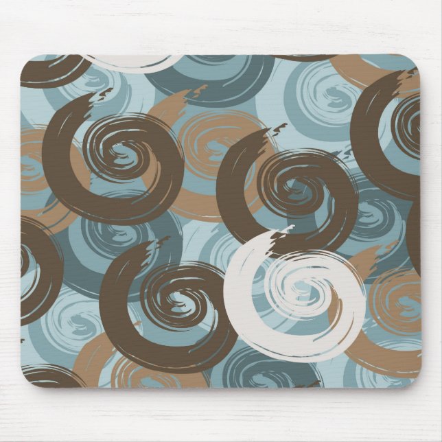 Abstrakte Curls Aquamarin Mousepad (Vorne)