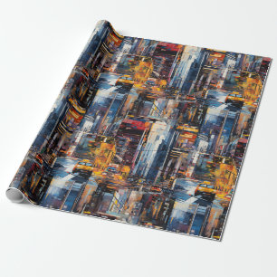 Abstrakte Cyberpunk-Stadtlandschaft-Silhouette (1) Geschenkpapier