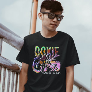 Abstrakte Dackel Hund Vater Neon Grunge T-Shirt