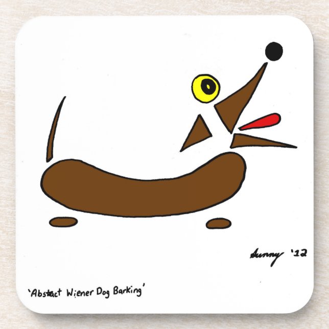 Abstrakte Dackel Hunde Untersetzer - Set von 6 Jah (Vorderseite)