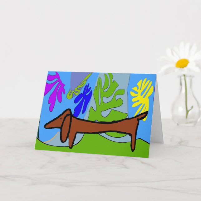 Abstrakte Dackel, Matisse Stil Karte (Kleine Pflanze)
