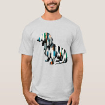 Abstrakte Dackel Mosaik - T-Shirt geometrischer Ku