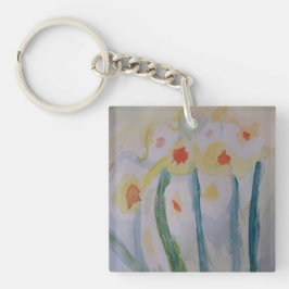 Abstrakte Daffodien Akryllische Schlüsselring