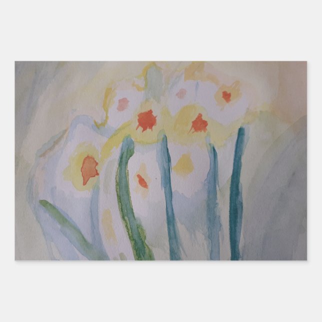 Abstrakte Daffodien Geschenkpapier Set (Vorderseite)