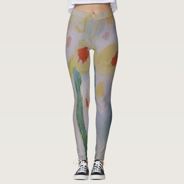 Abstrakte Daffodien Leggings (Vorderseite)