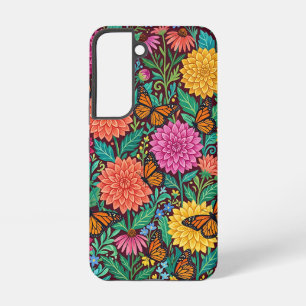 Abstrakte Dahlias Schmetterlinge Samsung Cases Galaxy Hülle