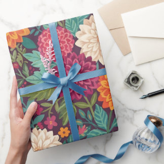 Abstrakte Dahlien Schmetterling Geschenkpapier