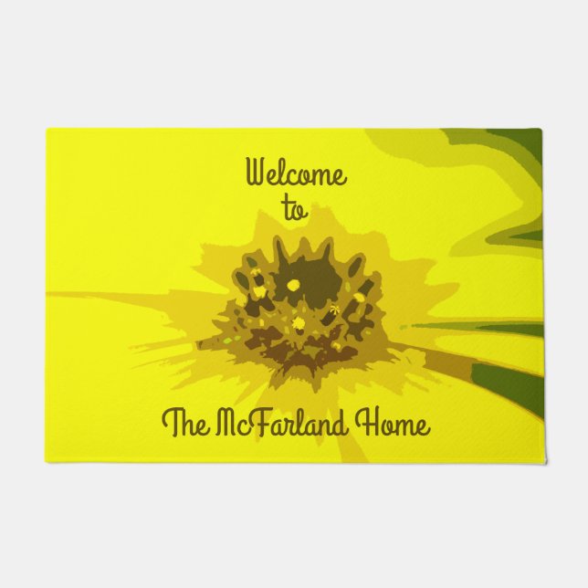 Abstrakte Daisy-Blume in farbenfroher, lebhafter G Fußmatte (Vorderseite)