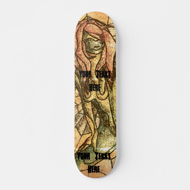 abstrakte Dame der bunten Straßenkunst-Art retro Skateboard (Vorne)