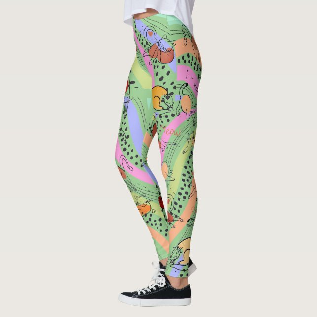 Abstrakte Dame mit Katzen Leggings (Links)