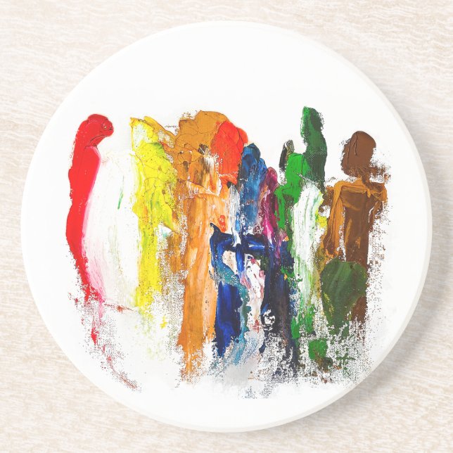 Abstrakte Darstellung menschlicher Figuren in Bewe Getränkeuntersetzer (Vorne)