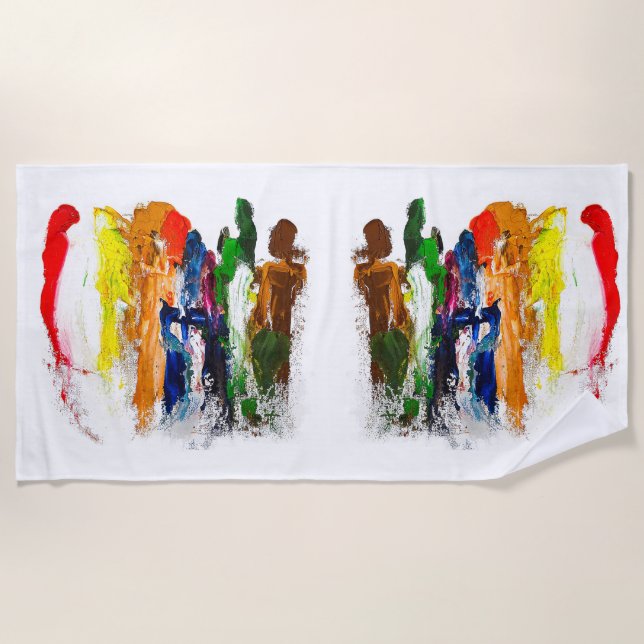 Abstrakte Darstellung menschlicher Figuren in Bewe Strandtuch (Vorderseite)