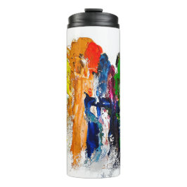 Abstrakte Darstellung menschlicher Figuren in Bewe Thermosbecher