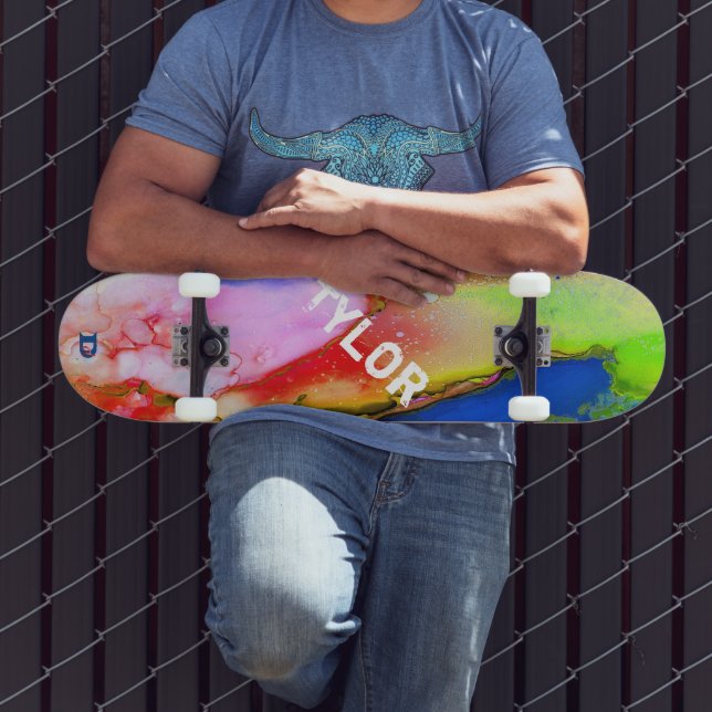 Abstrakte DD-Markenskateboard mit farbenfrohen Was Skateboard (Außenbereich 3)