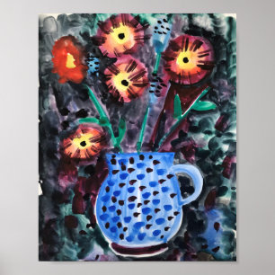 abstrakte dekorative Blumen in einer Vase Poster