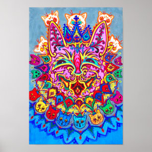Abstrakte dekorative Katze, Louis Wain Poster