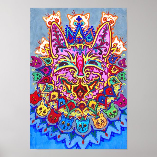 Abstrakte dekorative Katze, Louis Wain Poster (Vorne)