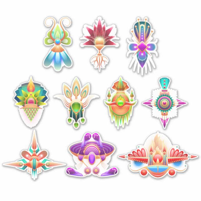 Abstrakte dekorative Kunst bunt niedlich einzigart Aufkleber (Vorderseite)