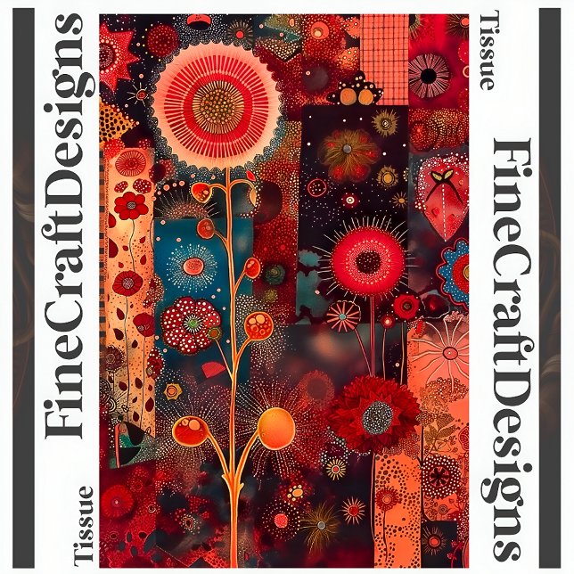 Abstrakte Dekoupage im Roten Blumenstil Verlassen  Seidenpapier (Von Creator hochgeladen)