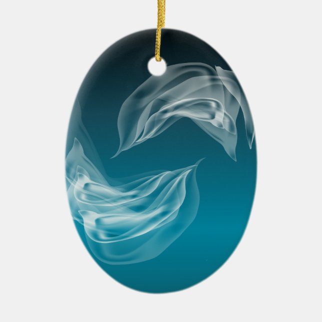 Abstrakte Delphine beim Spielen Keramikornament (Vorne)