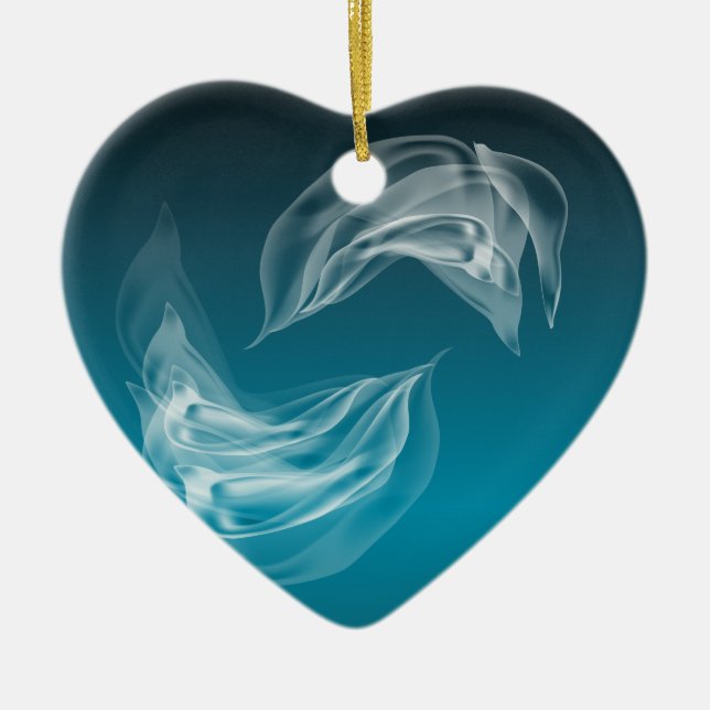 Abstrakte Delphine beim Spielen Keramikornament (Vorne)