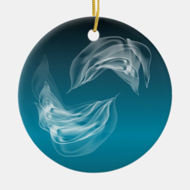 Abstrakte Delphine beim Spielen Keramikornament (Vorne)