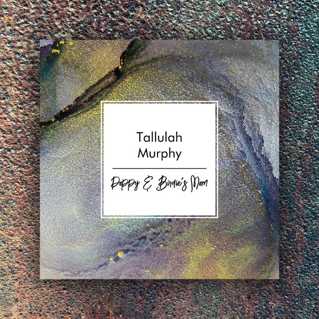 Abstrakte Denim Blue & Gold Liquid Art Mama Card Telefonnummerkarte (Von Creator hochgeladen)