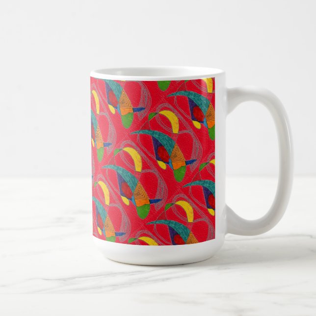 Abstrakte Design-Tasse "Boomerangs on Red Tiled" Kaffeetasse (Rechts)