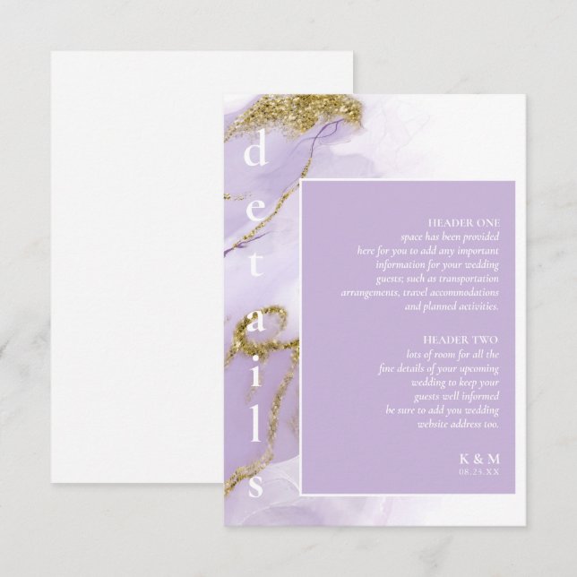 Abstrakte Details-ID990 für Lux Ink Lavender Begleitkarte (Vorne/Hinten)