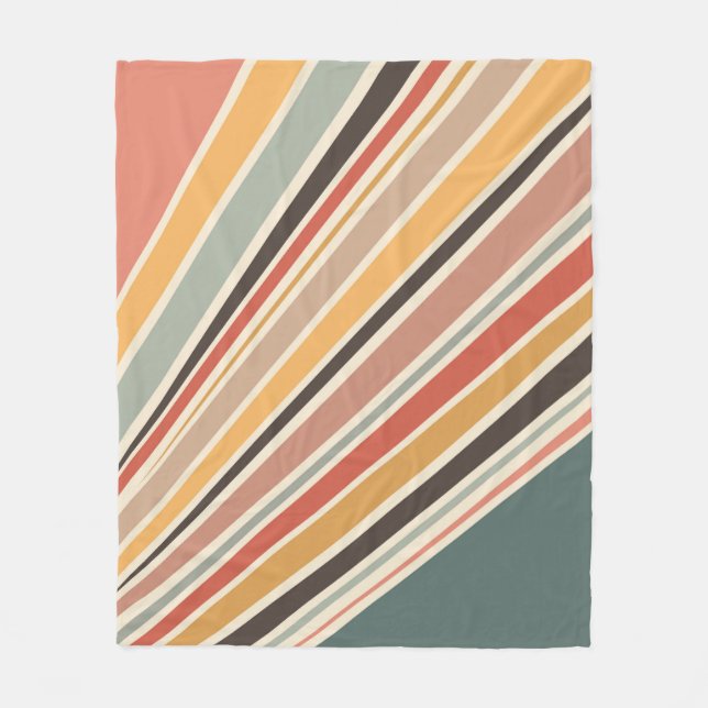 Abstrakte diagonale Retrostreifen Fleecedecke (Vorderseite)