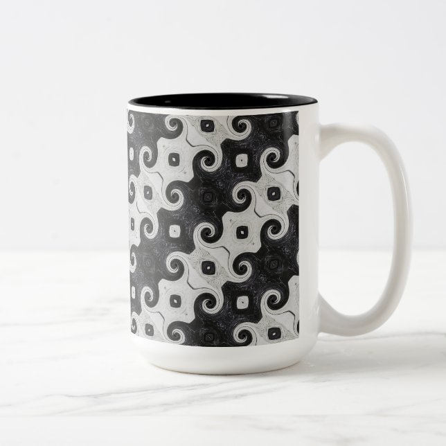 Abstrakte Diamond Eye Curls Muster Tasse (Rechts)