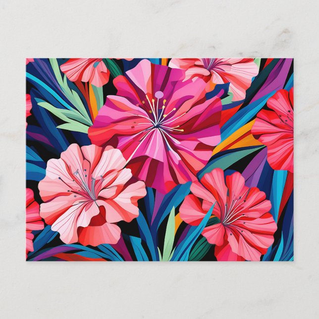 Abstrakte Dianthus Geometrische Blume Postkarte (Vorderseite)