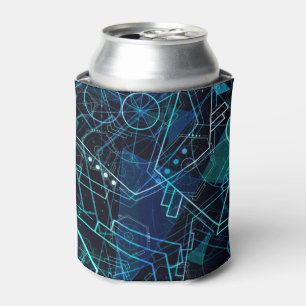 Abstrakte digitale geometrische Daten Blaue Kunst Dosenkühler