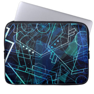 Abstrakte digitale geometrische Daten Blaue Kunst Laptopschutzhülle