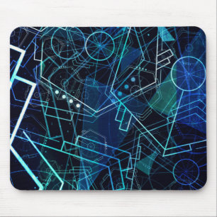 Abstrakte digitale geometrische Daten Blaue Kunst Mousepad