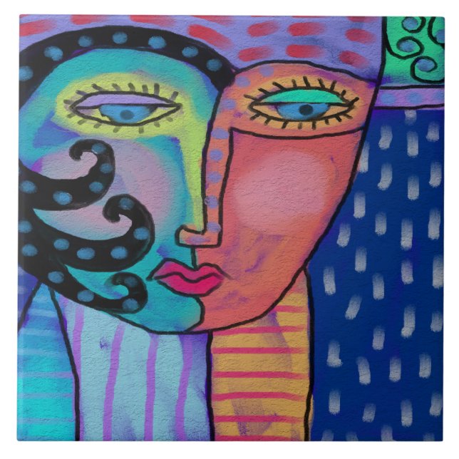 Abstrakte digitale Malerei einer Frau Fliese (Vorderseite)