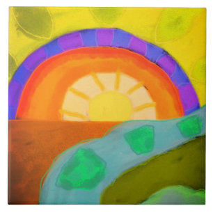 Abstrakte digitale Malerei im Sunset Fliese