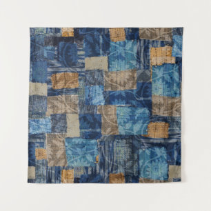 Abstrakte digitale Marine: Nahtloses Wasserfarbenm Wandteppich