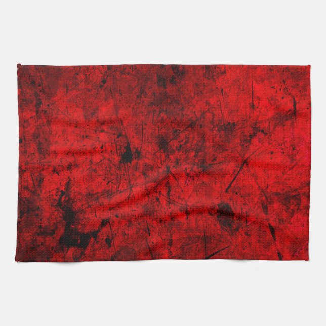 Abstrakte Digitalgrafik in Red Black Grunge Handtuch (Horizontal)