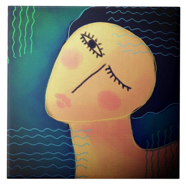 Abstrakte Digitalmalerei einer Frau Fliese (Vorderseite)