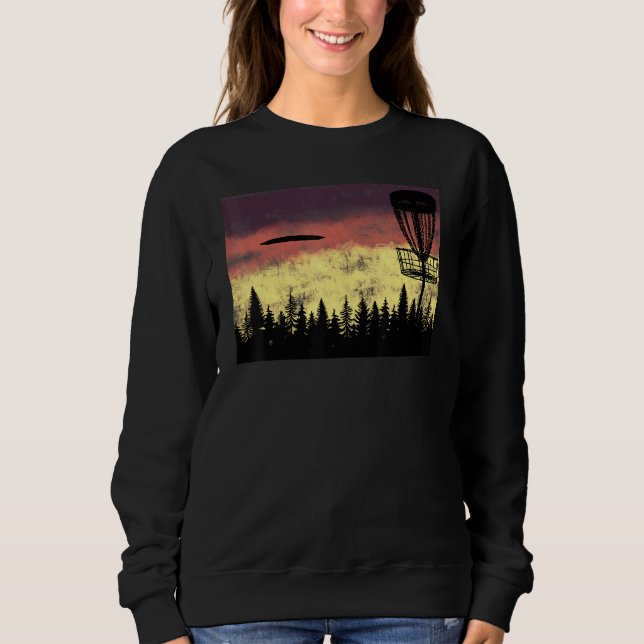 Abstrakte Disc Golf Night Sky mit Basket Frisbee G Sweatshirt (Vorderseite)