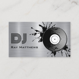 Abstrakte Disk DJ Imitate Silver Brushed Steel Met Visitenkarte