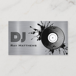 Abstrakte Disk DJ Imitate Silver Brushed Steel Met Visitenkarte