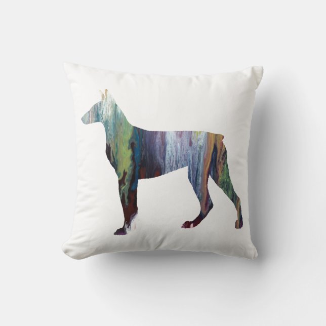 Abstrakte Dobermann-Silhouette Kissen (Vorderseite)