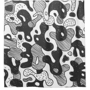 abstrakte Doodart Tarnung, schwarz Duschvorhang