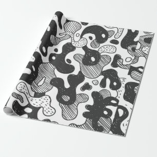 abstrakte Doodart Tarnung, schwarz Geschenkpapier