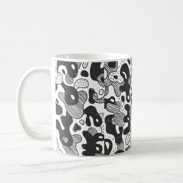 abstrakte Doodart Tarnung, schwarz Kaffeetasse (Links)